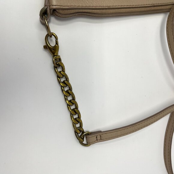 Fossil Sydney Crossbody Rose Metallic Purse Chain Leather Strap Zipper Purse Bag - Picture 10 of 13